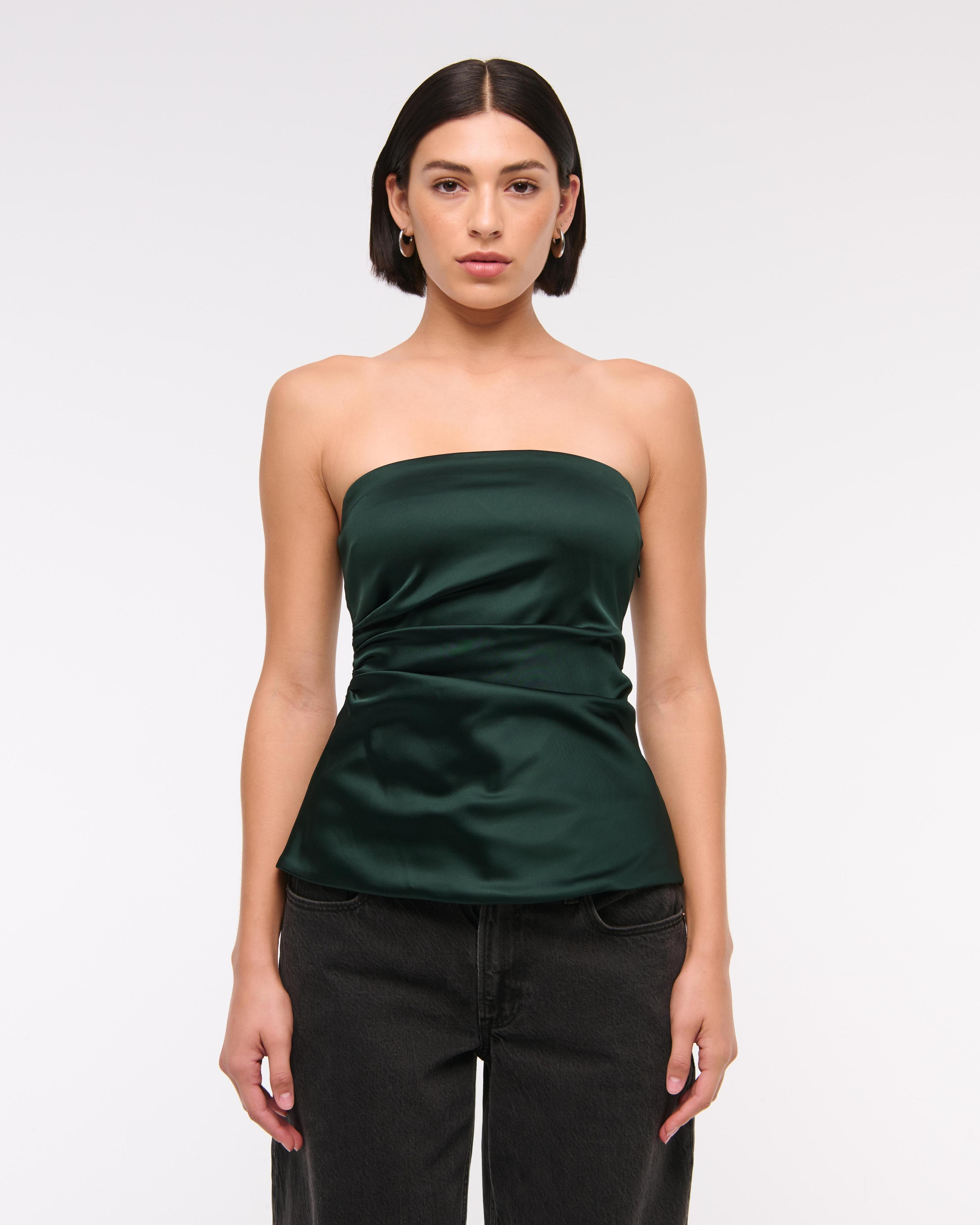 Long-Length Satin Tube Top Product Image