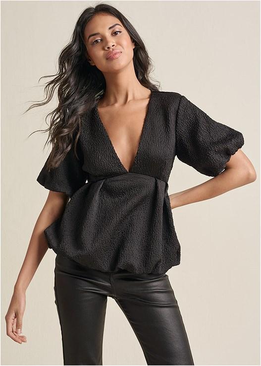 Textured V-Neck Top Product Image