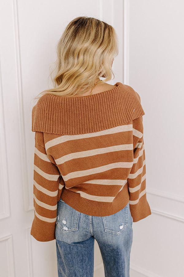 Fill Up Your Cup Stripe Sweater In Iced Mocha Product Image