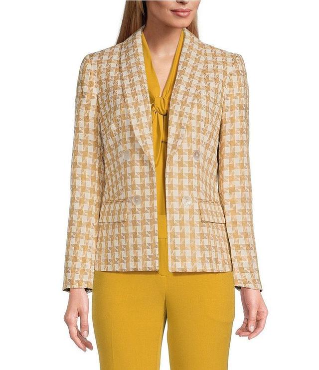 Kasper Tweed Shawl Collar Faux Double Breasted Jacket Product Image