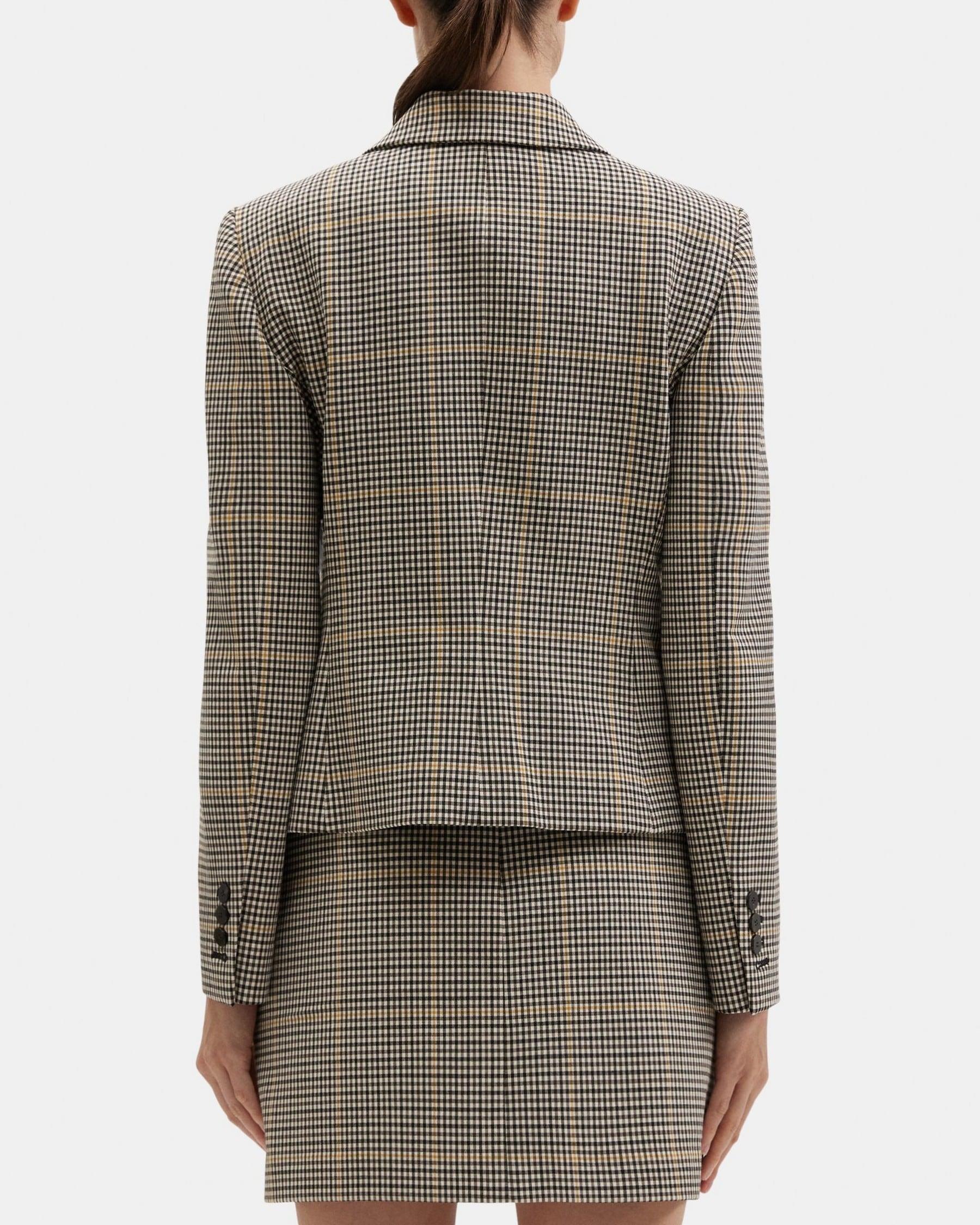 Shrunken Blazer in Checked Wool-Blend Product Image