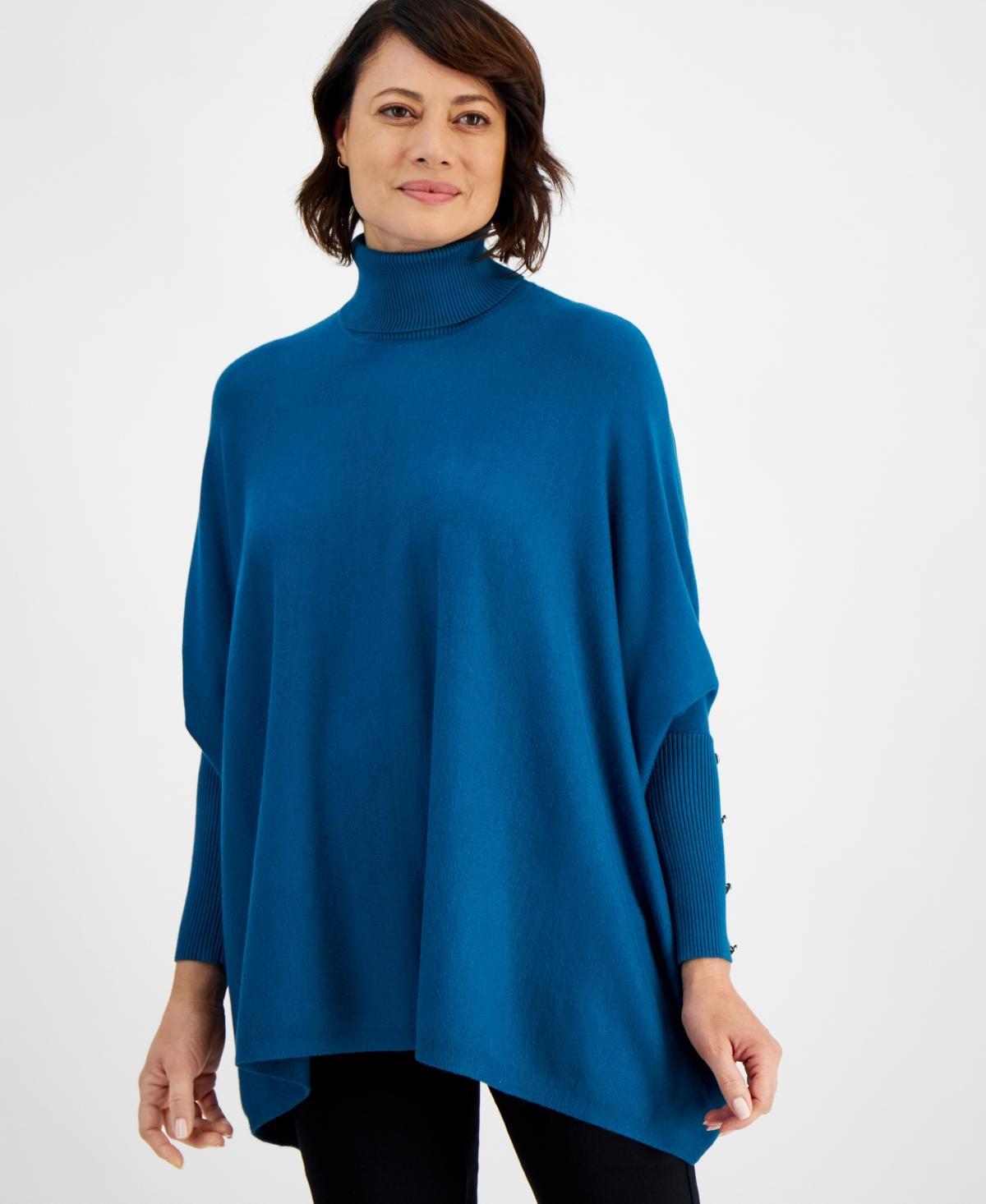 Jm Collection Womens Solid-Color Poncho Turtleneck Sweater, Regular & Petite, Created for Macys Product Image