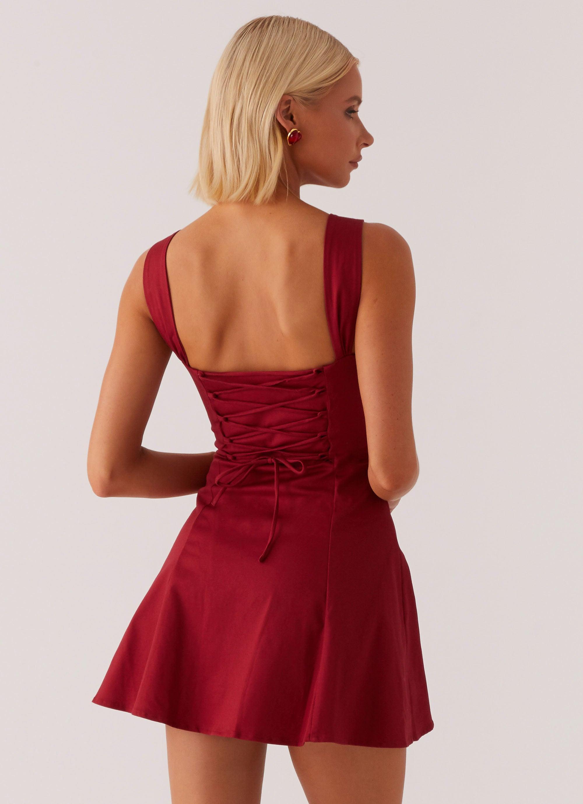 Jamaya Tie Mini Dress - Red Product Image