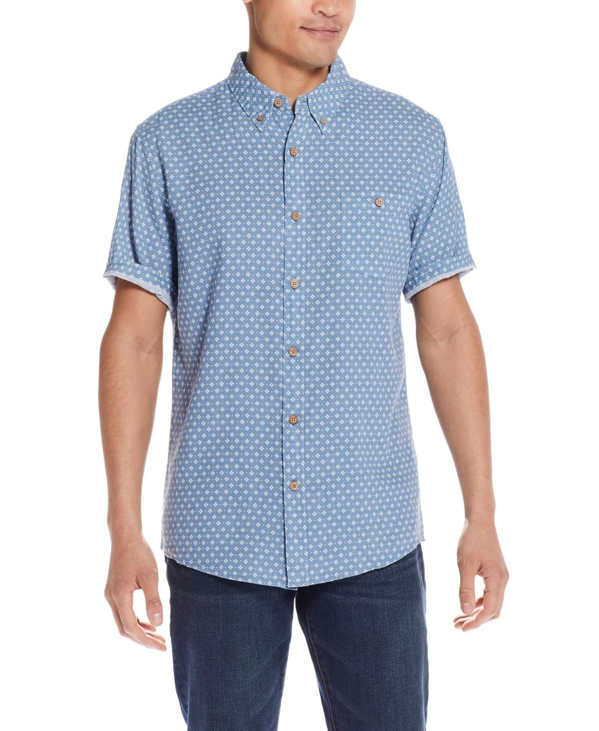 Weatherproof Vintage Mens Short Sleeve Print Linen Cotton Shirt Product Image