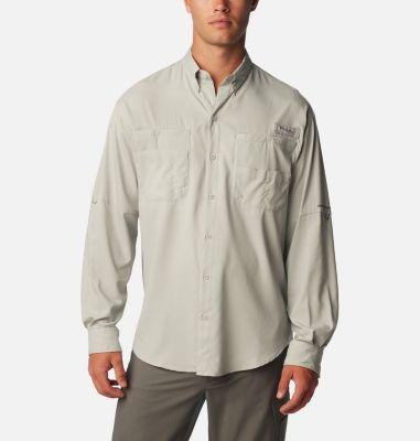 Mens Columbia PFG Tamiami II Long Sleeve Shirt Grey Product Image