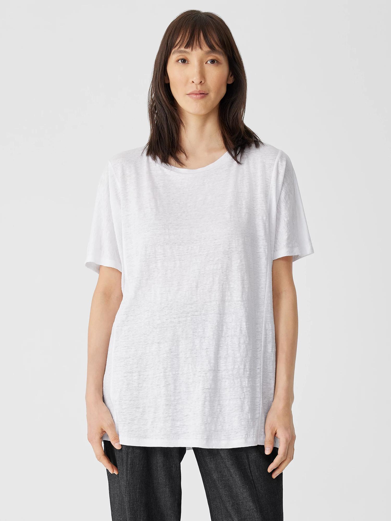 EILEEN FISHER Organic Linen Jersey Long Teefemale Product Image