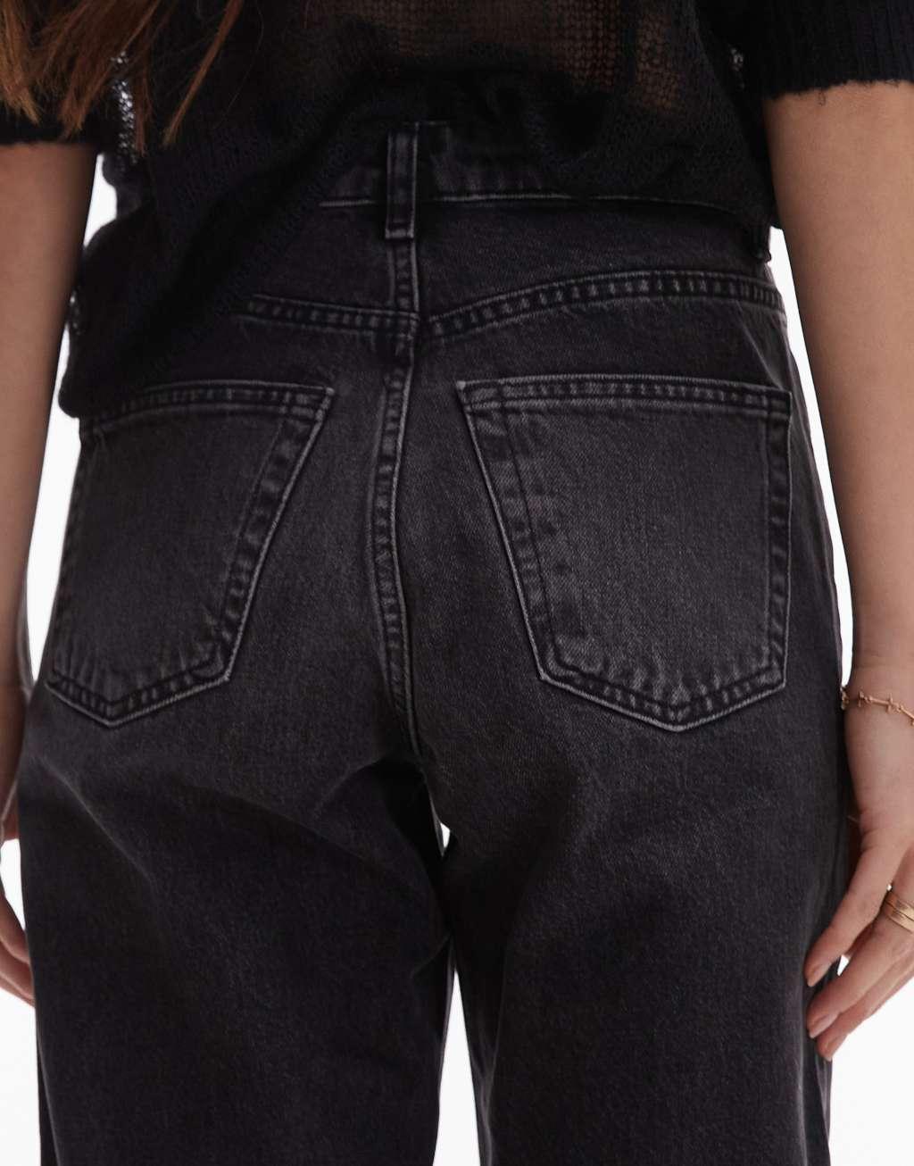 Topshop Original high rise Mom jeans in washed black  Product Image