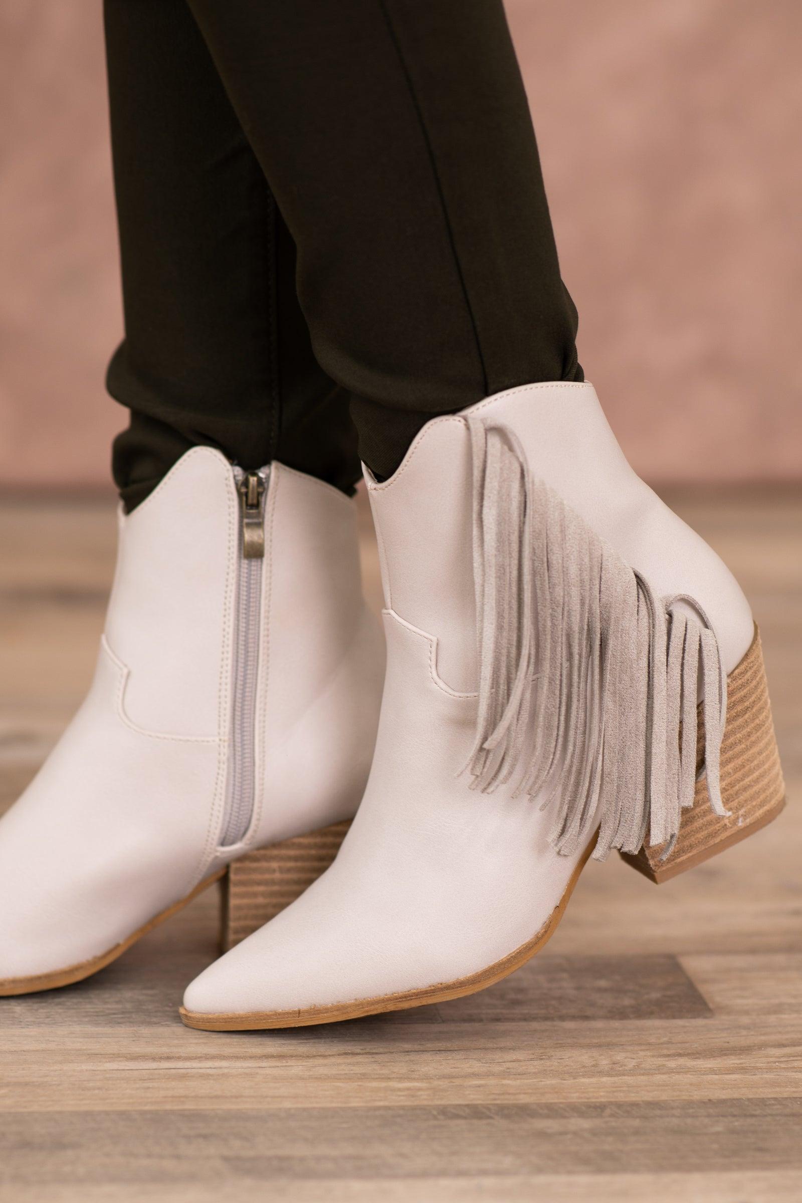 Beige Bootie With Fringe Detail Product Image