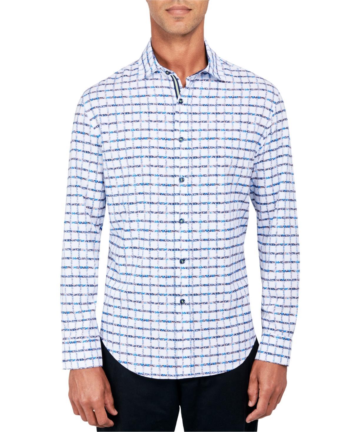 Society Of Threads Mens Regular-Fit Non-Iron Performance Stretch Floral Grid-Print Button-Down Shirt Product Image