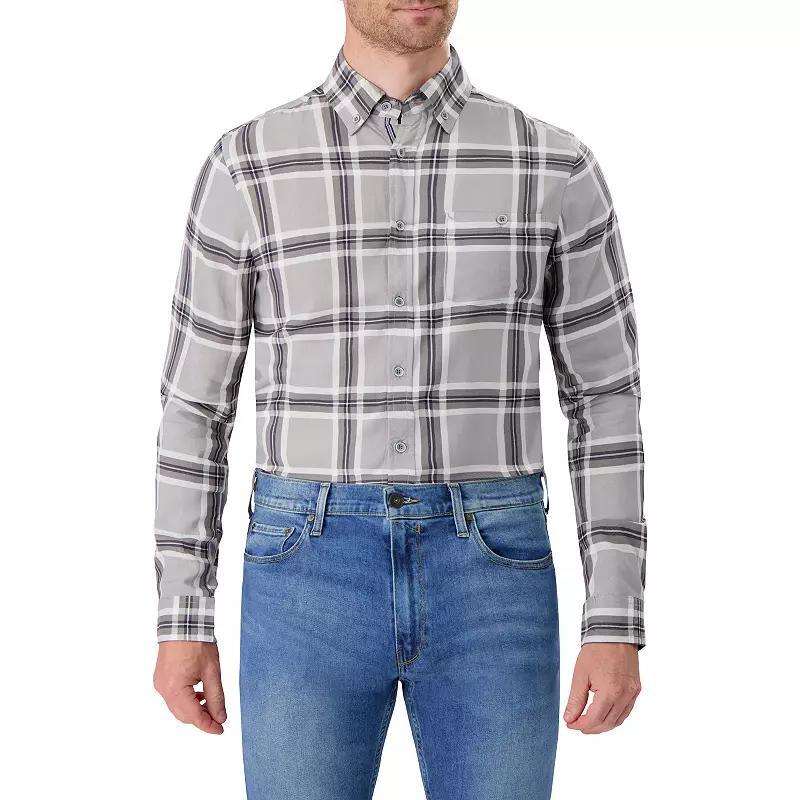 Mens Report Collection Long Sleeve Stretch Modal Plaid Woven Button-Down Shirt Product Image