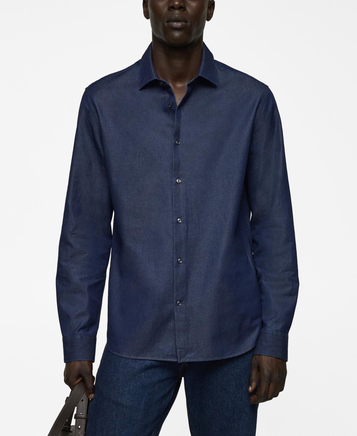 Mango Mens Regular-Fit Cotton Chambray Shirt Product Image