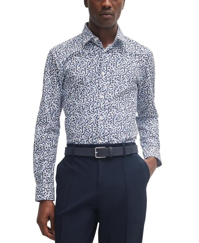 Boss by Hugo Boss Mens Printed Performance-Stretch Material Slim-Fit Dress Shirt - Light Product Image