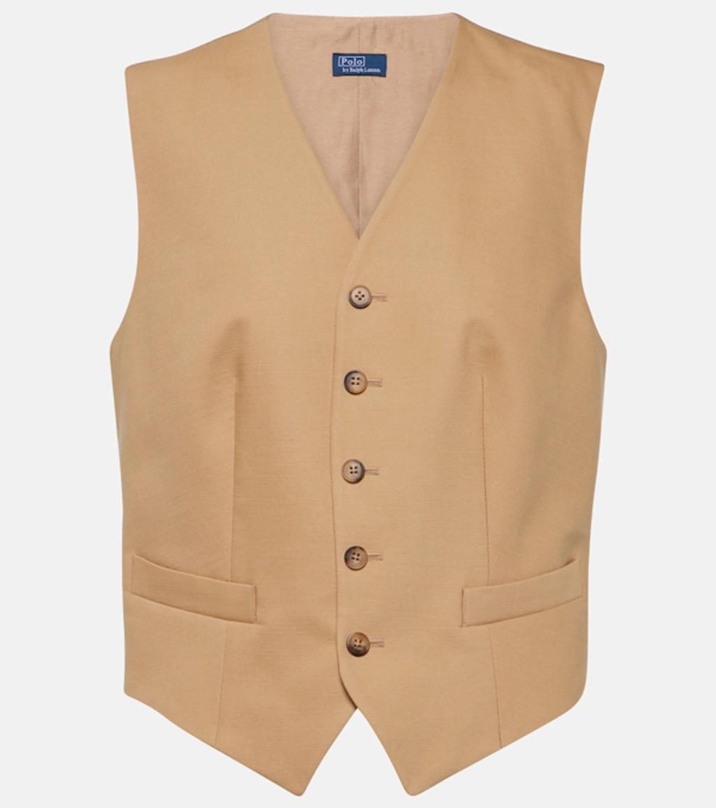 POLO RALPH LAUREN Cotton And Wool Vest In Monument Tan Product Image