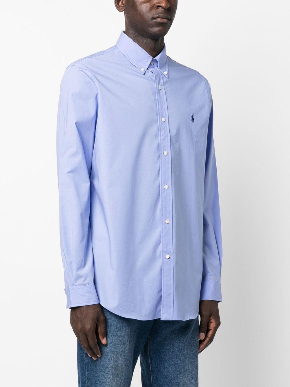 POLO RALPH LAUREN Embroidered-logo Long-sleeve Shirt In Blue Product Image