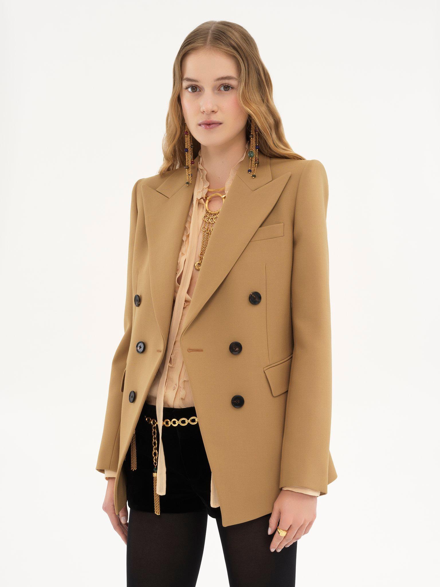 Tailored jacket in wool grain de poudre Product Image