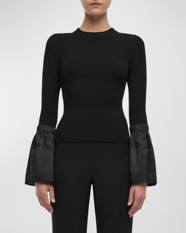 Agata Flared-Sleeve Fitted Knit Top Product Image