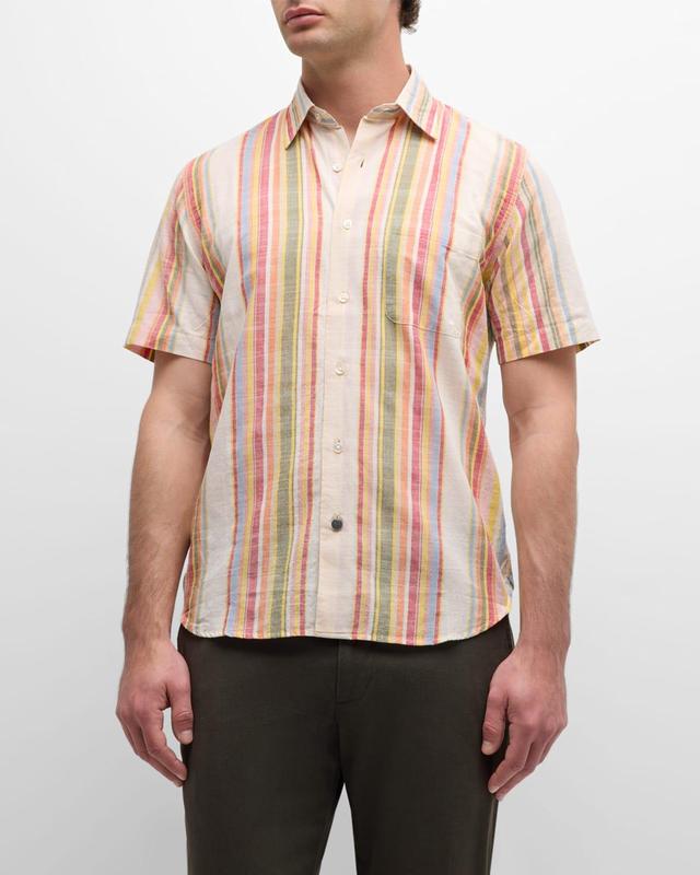 Mens Lax Striped Short-Sleeve Button-Front Shirt Product Image