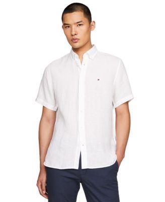 Tommy Hilfiger Mens Regular-Fit Linen Short-Sleeve Shirt Product Image