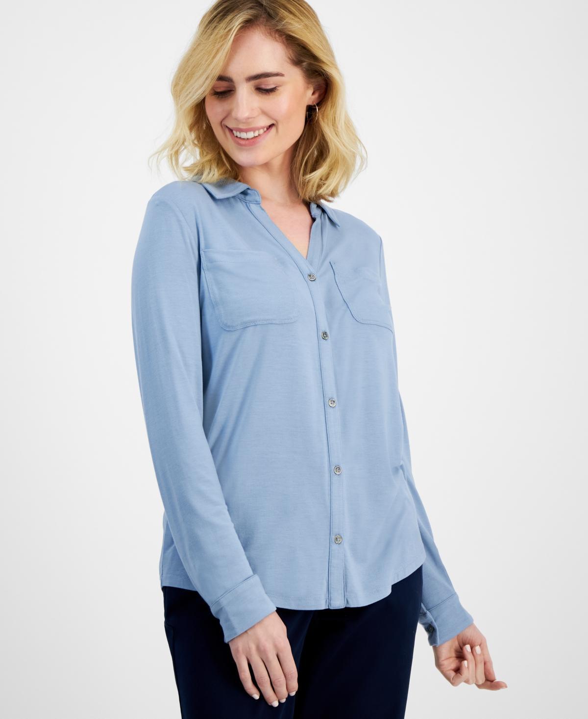 Women's Button-Down Knit Shirt, Created for Macy's Product Image