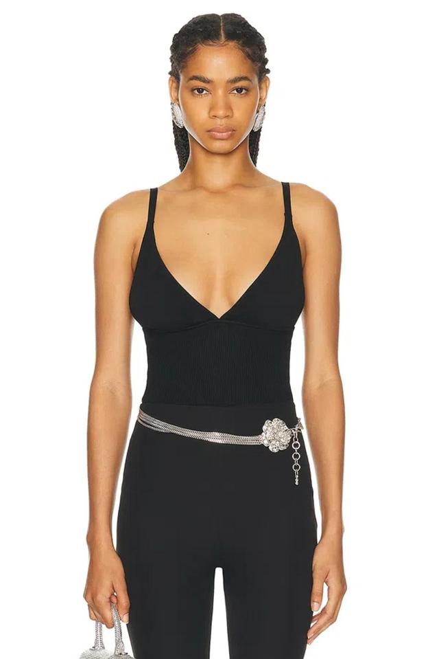 DOLCE & GABBANA Ribbed-knit Cropped Tank Top In Black Product Image