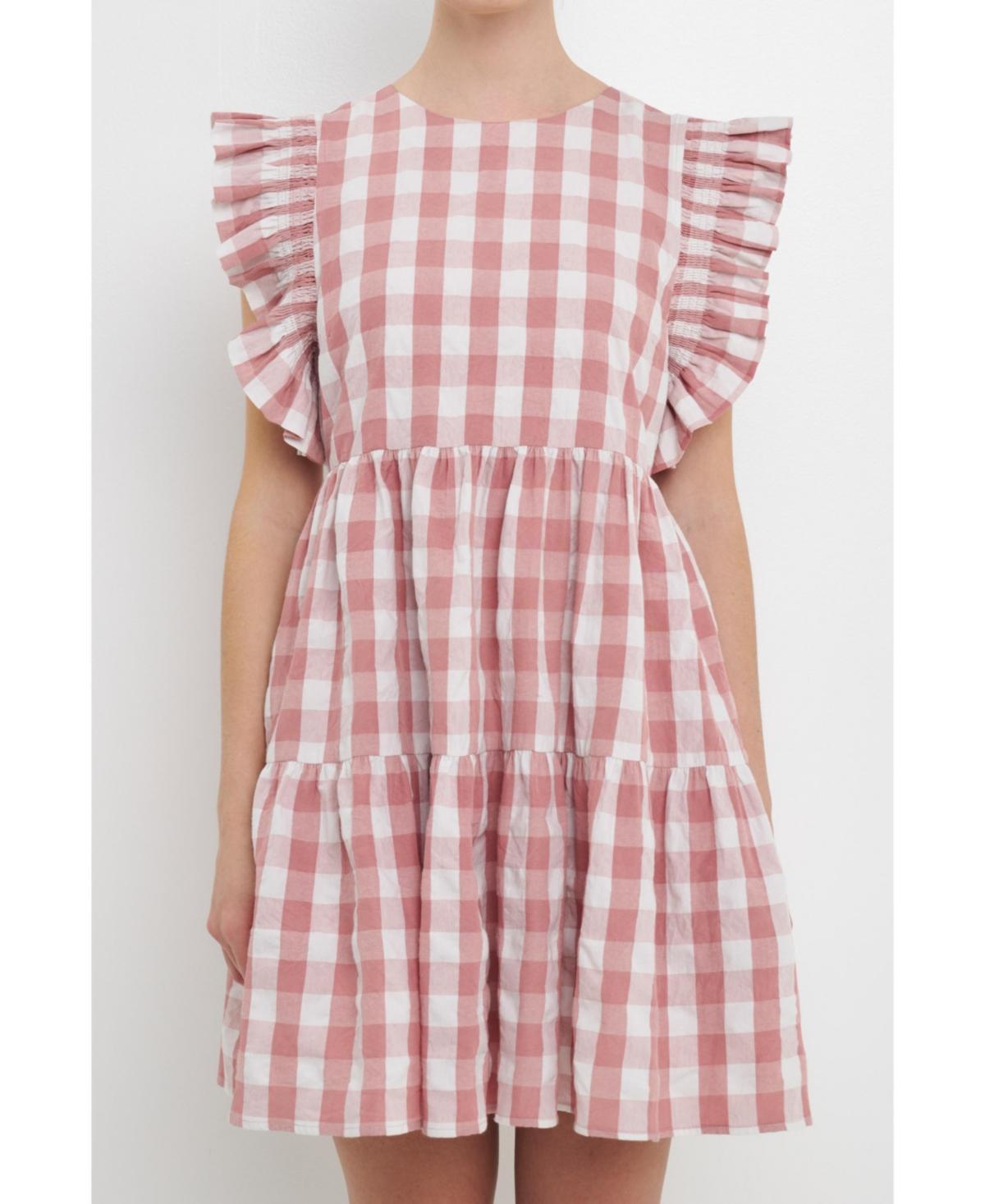 Womens Gingham Mini Dress Product Image