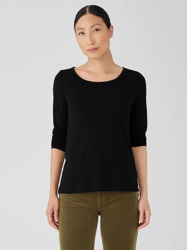 EILEEN FISHER Ribbed Pima Cotton Blend Scoop Neck Topfemale Product Image