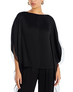 Womens Organza-Trimmed Satin Cape Top Product Image