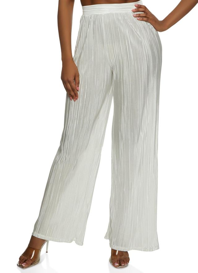 Womens Plisse High Waisted Wide Leg Pants Product Image