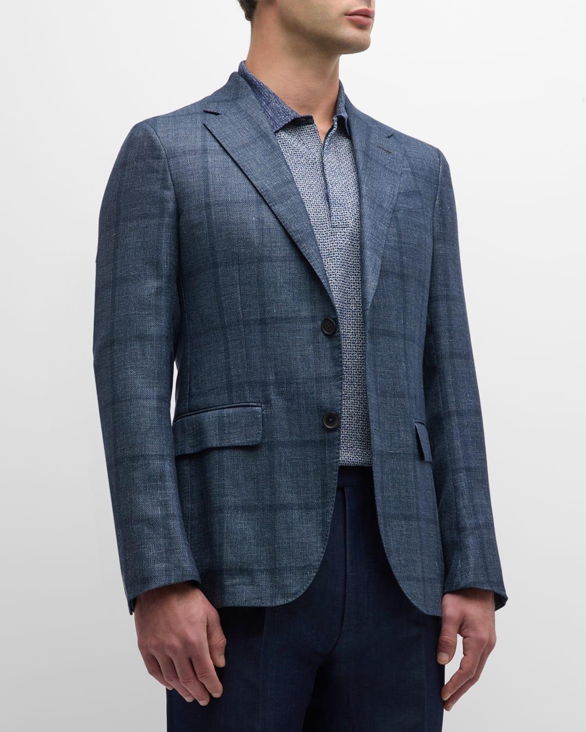 Mens Windowpane Cashmere-Linen Sport Coat Product Image