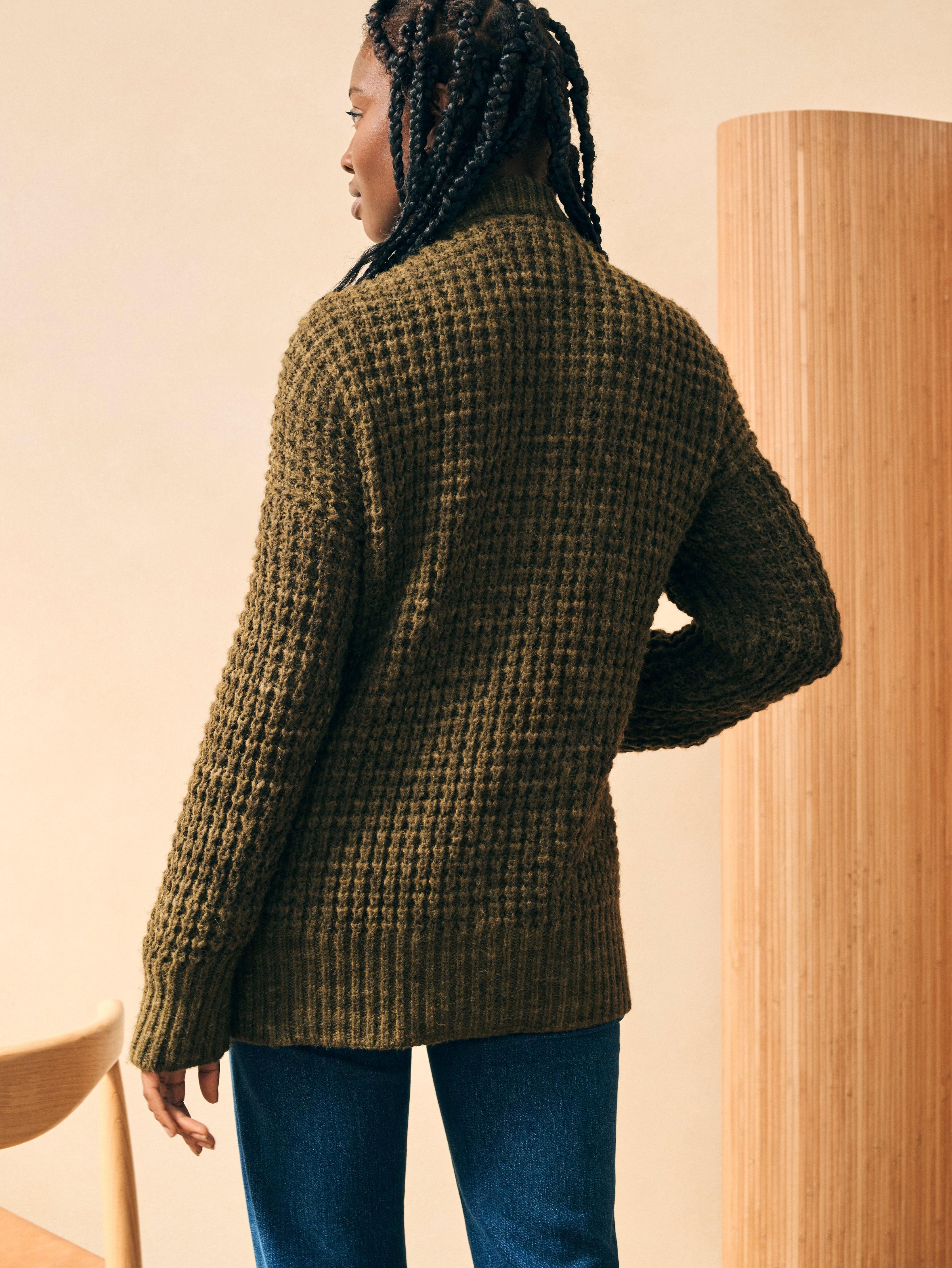 Frost Waffle Cardigan - Olive Female Product Image