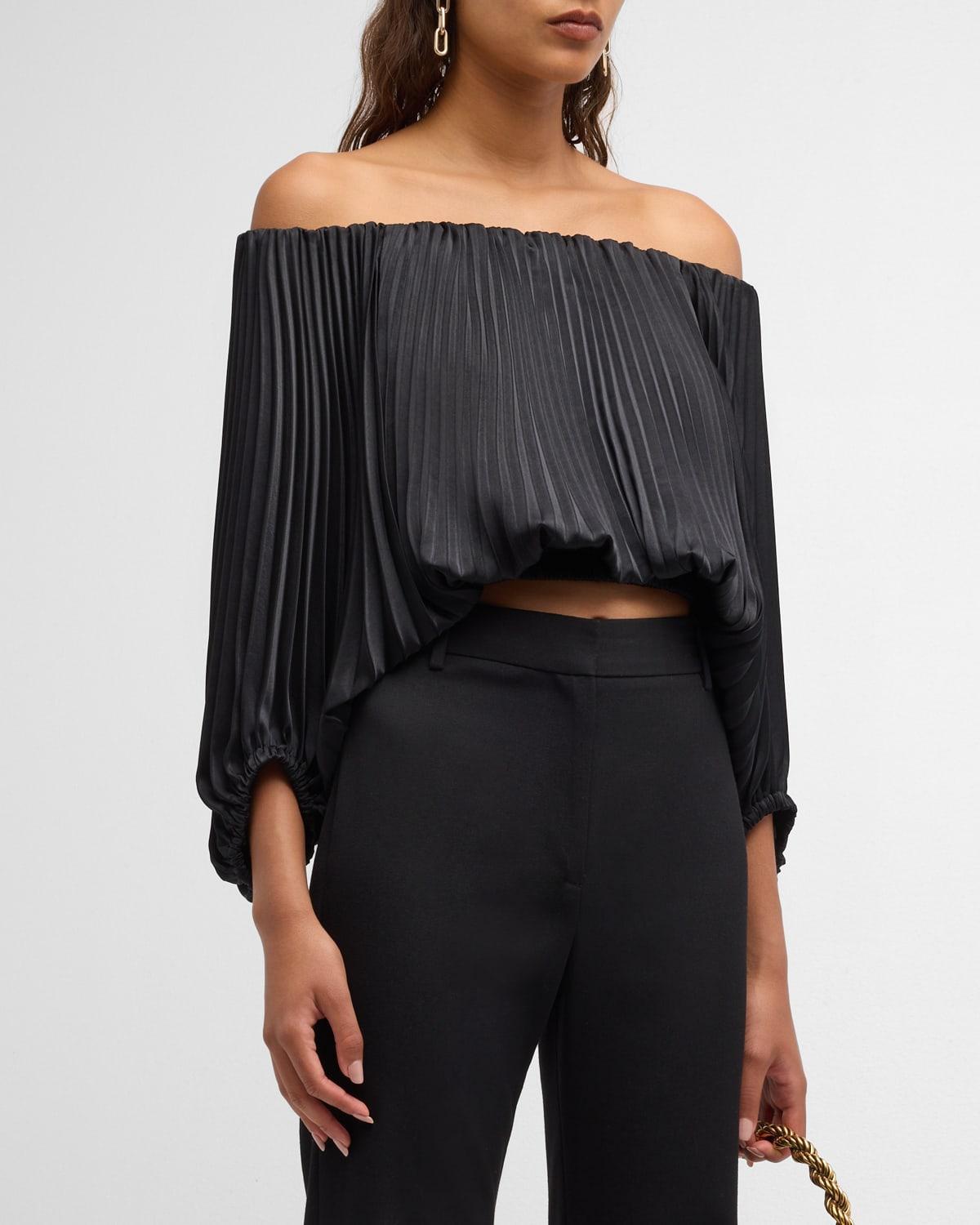 Womens Sienna Pleated Off-The-Shoulder Blouse Product Image