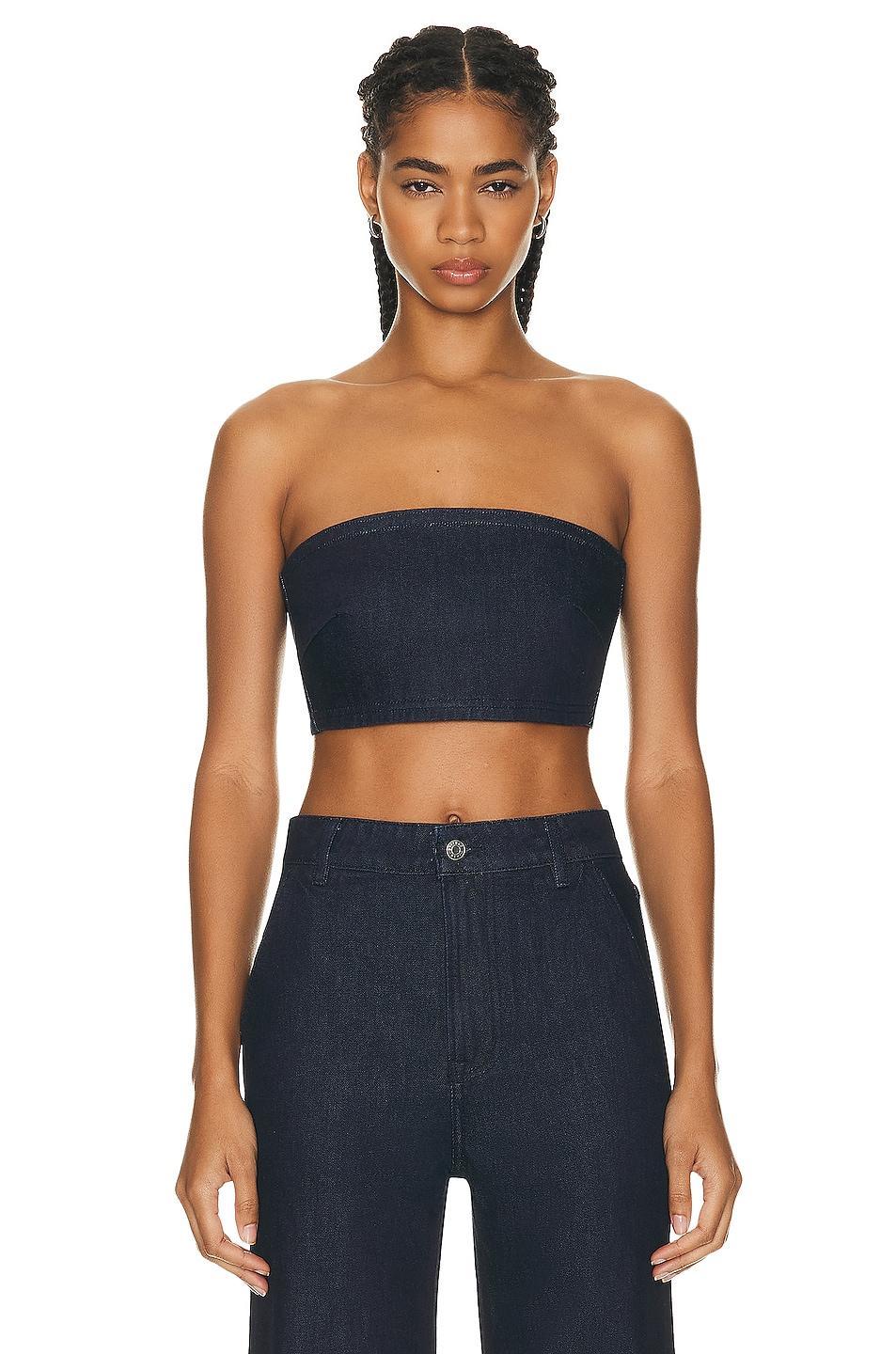 GRLFRND Lilah Denim Tube Top in Blue Product Image