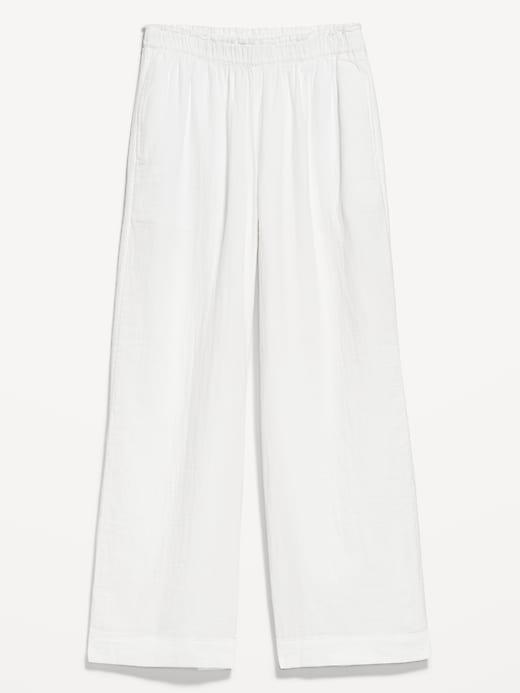 High-Waisted Crinkle Gauze Ankle Pants Product Image