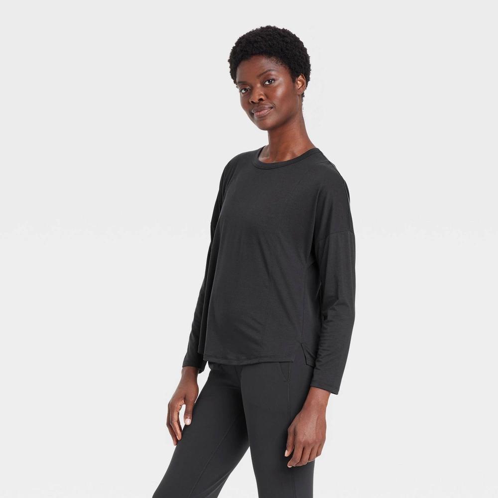 Womens Leggings-Friendly Long Sleeve Top - All In Motion Black M Product Image