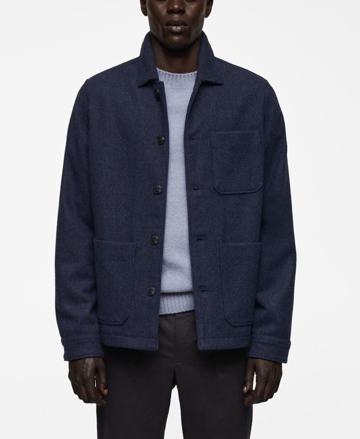 Mango Mens Double-Faced Pockets Detail Wool Overshirt Product Image