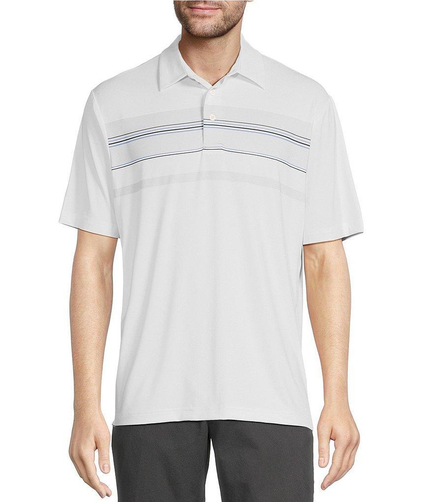 Roundtree & Yorke Performance Short Sleeve Chest Stripe Polo Shirt Product Image