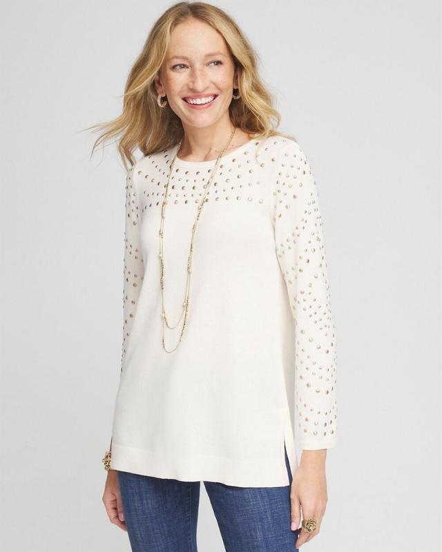 Studded Crewneck Sweater Tunic Product Image