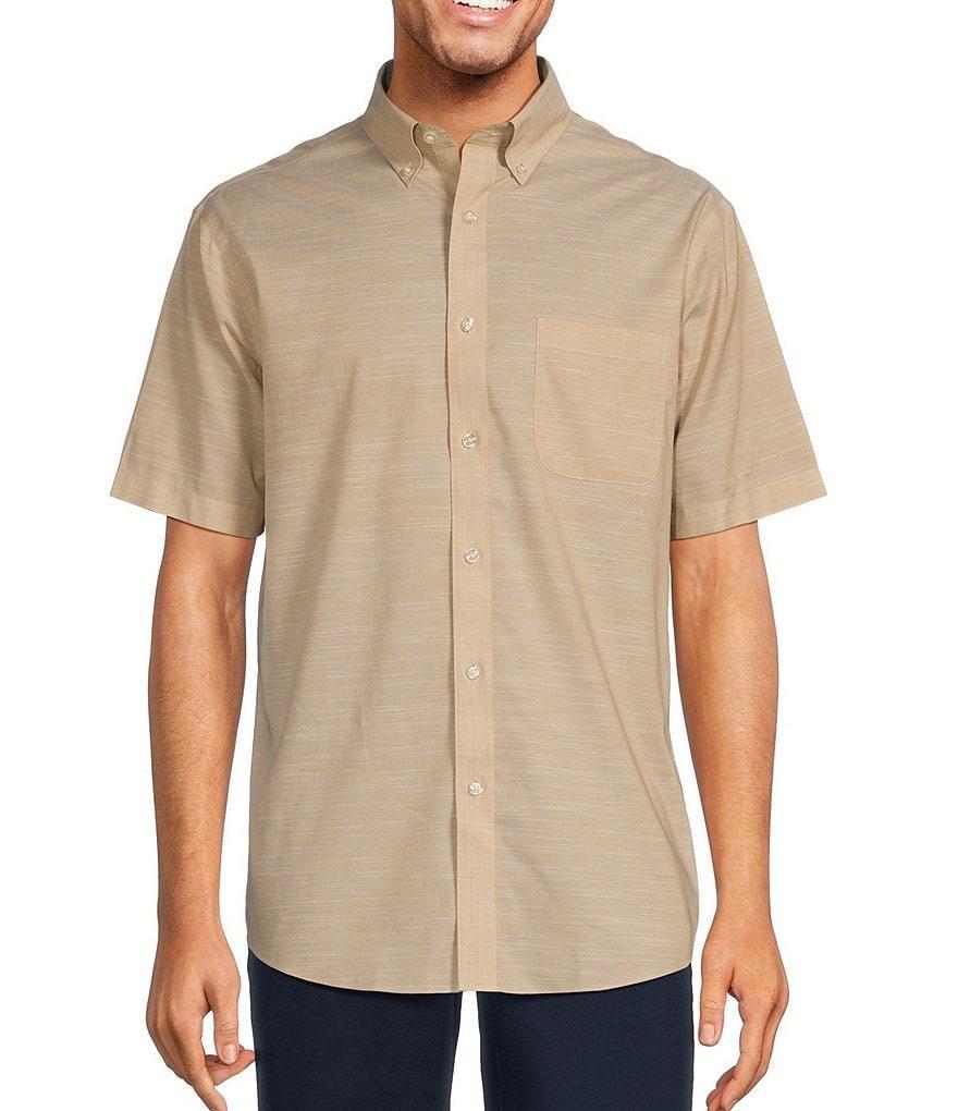 Gold Label Roundtree & Yorke Big & Tall Non-Iron Short Sleeve Solid Slub Sport Shirt Product Image