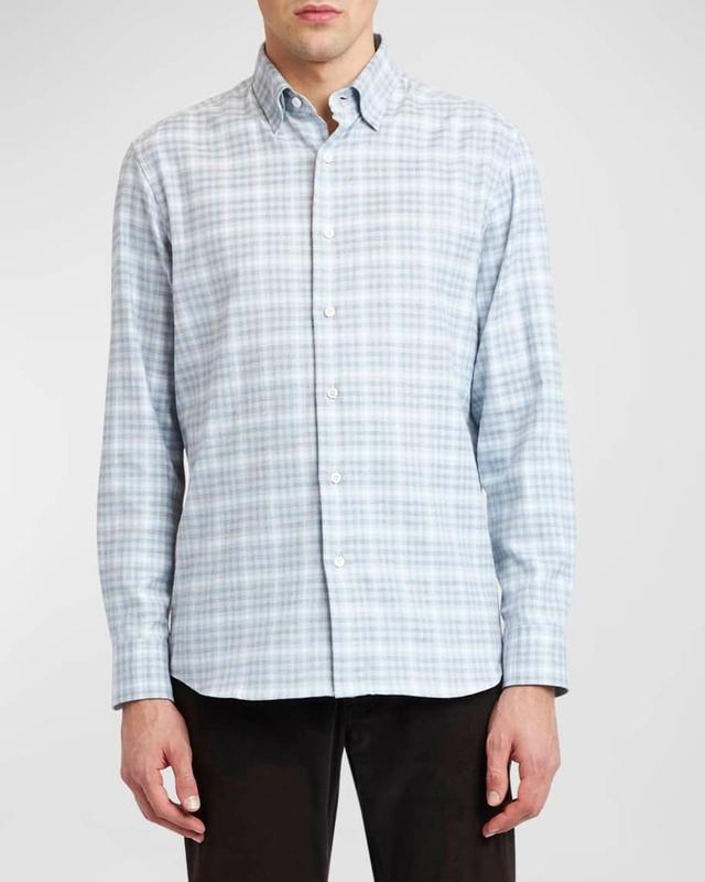 Men's Check Flannel Casual Button-Down Shirt Product Image