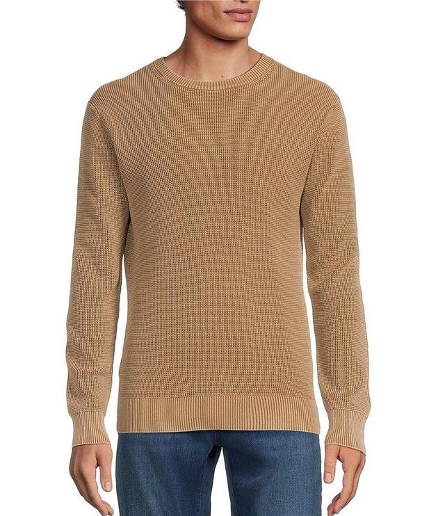 Rowm Long Sleeve Garment Dyed Waffle Crew Neck Sweater Product Image