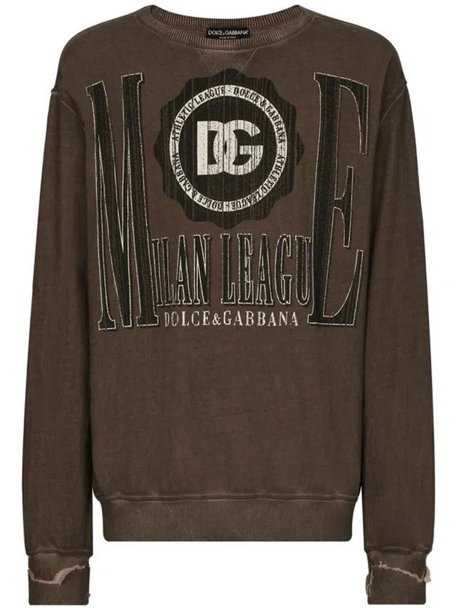 Logo-print Cotton Sweatshirt In Brown Product Image