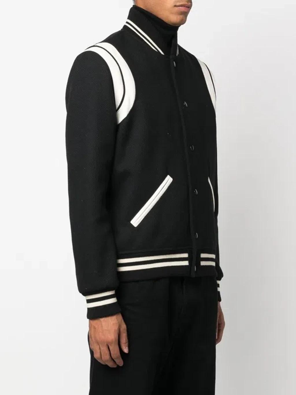 Men's Wool Bomber Jacket In Black Product Image