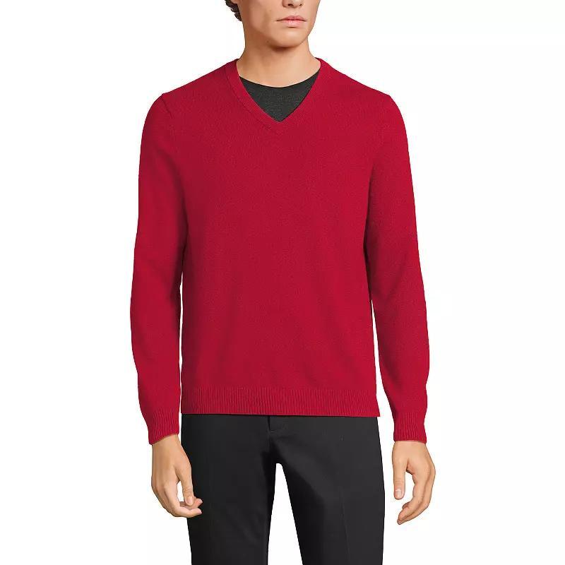 Mens Lands End Fine-Gauge Cashmere V-neck Sweater Product Image