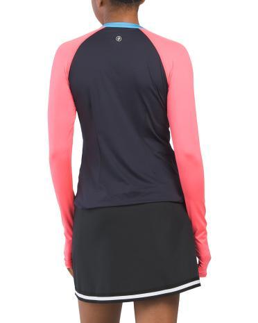 Long Sleeve Uv Crew Neck Top With Zipper Detail for Women Product Image