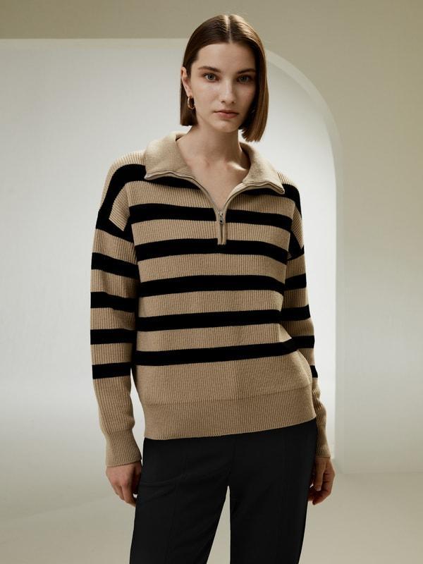 Collared Quarter-Zip Wool Sweater Product Image