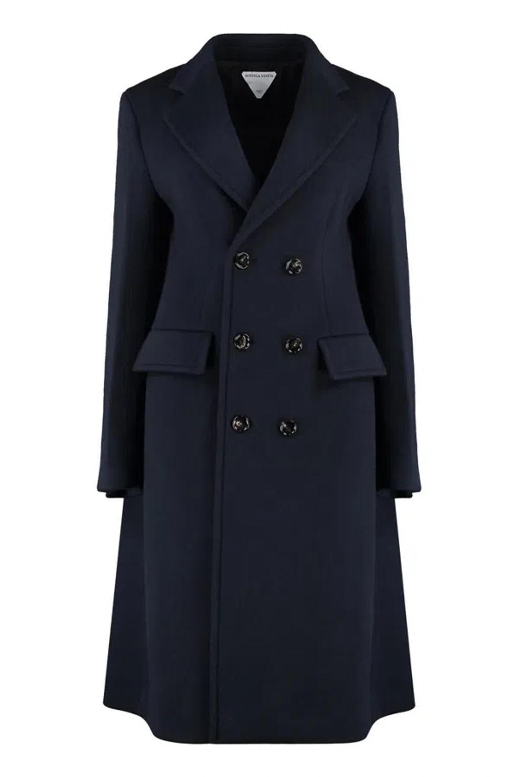 Double Wool Cashmere Coat In Blue Product Image