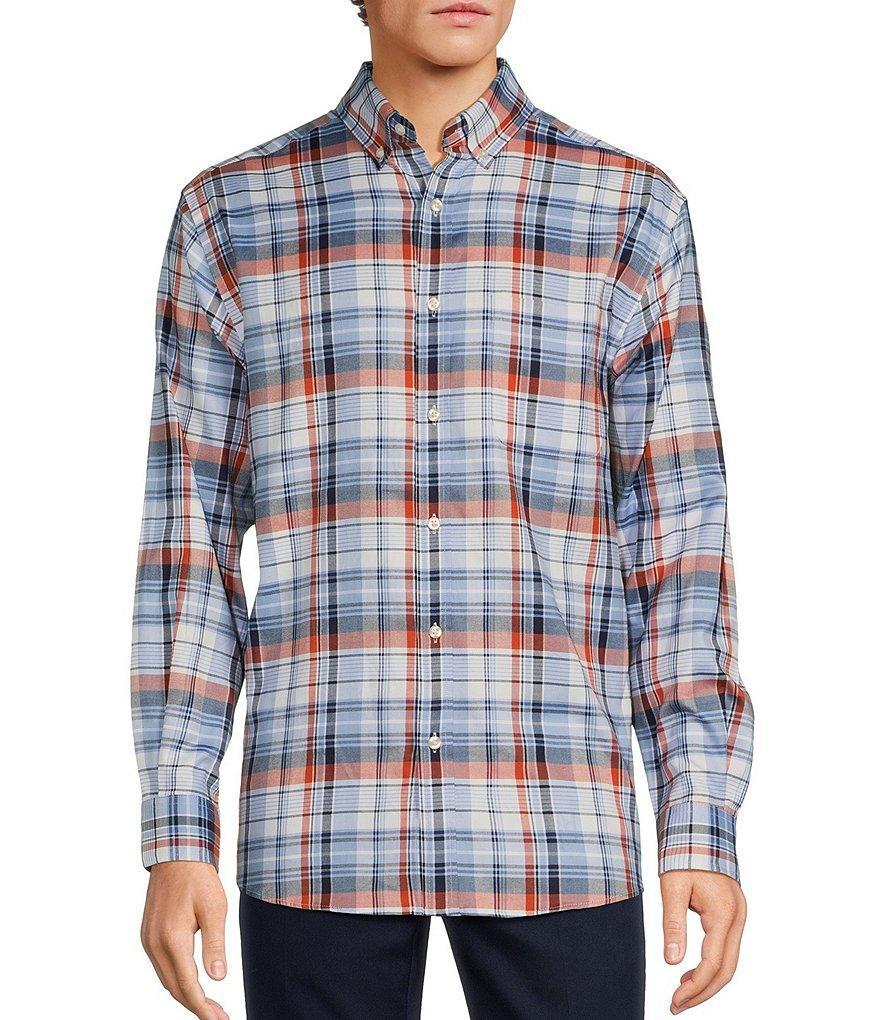 Roundtree & Yorke Long Sleeve Large Plaid Oxford Sport Shirt Product Image