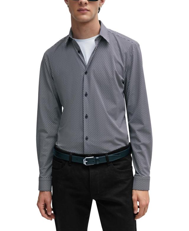 Boss by Hugo Boss Mens Printed Performance-Stretch Slim-Fit Dress Shirt Product Image