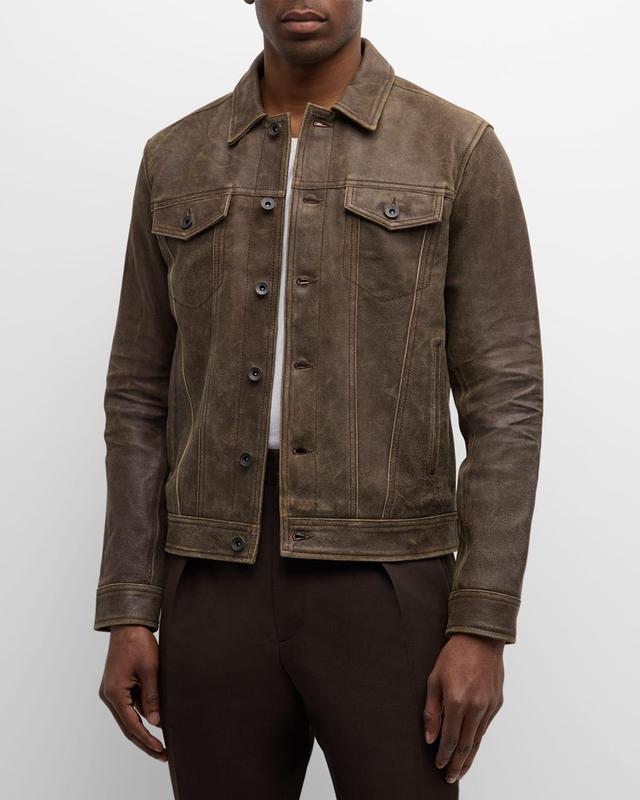 Mens Andrew Leather Trucker Jacket Product Image