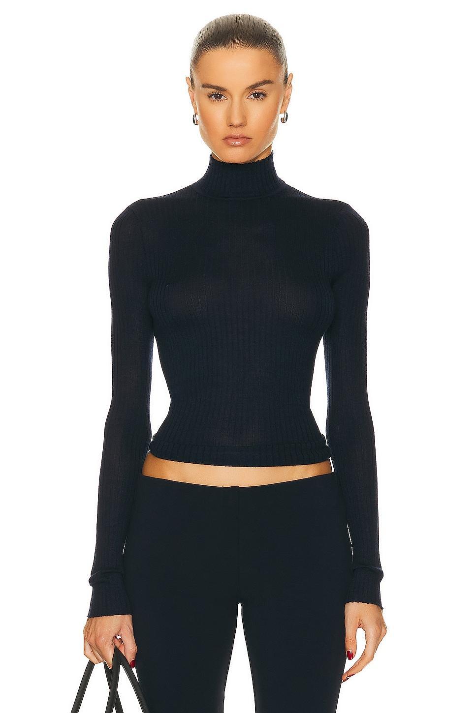 SPRWMN Mock Neck Top in Navy Product Image